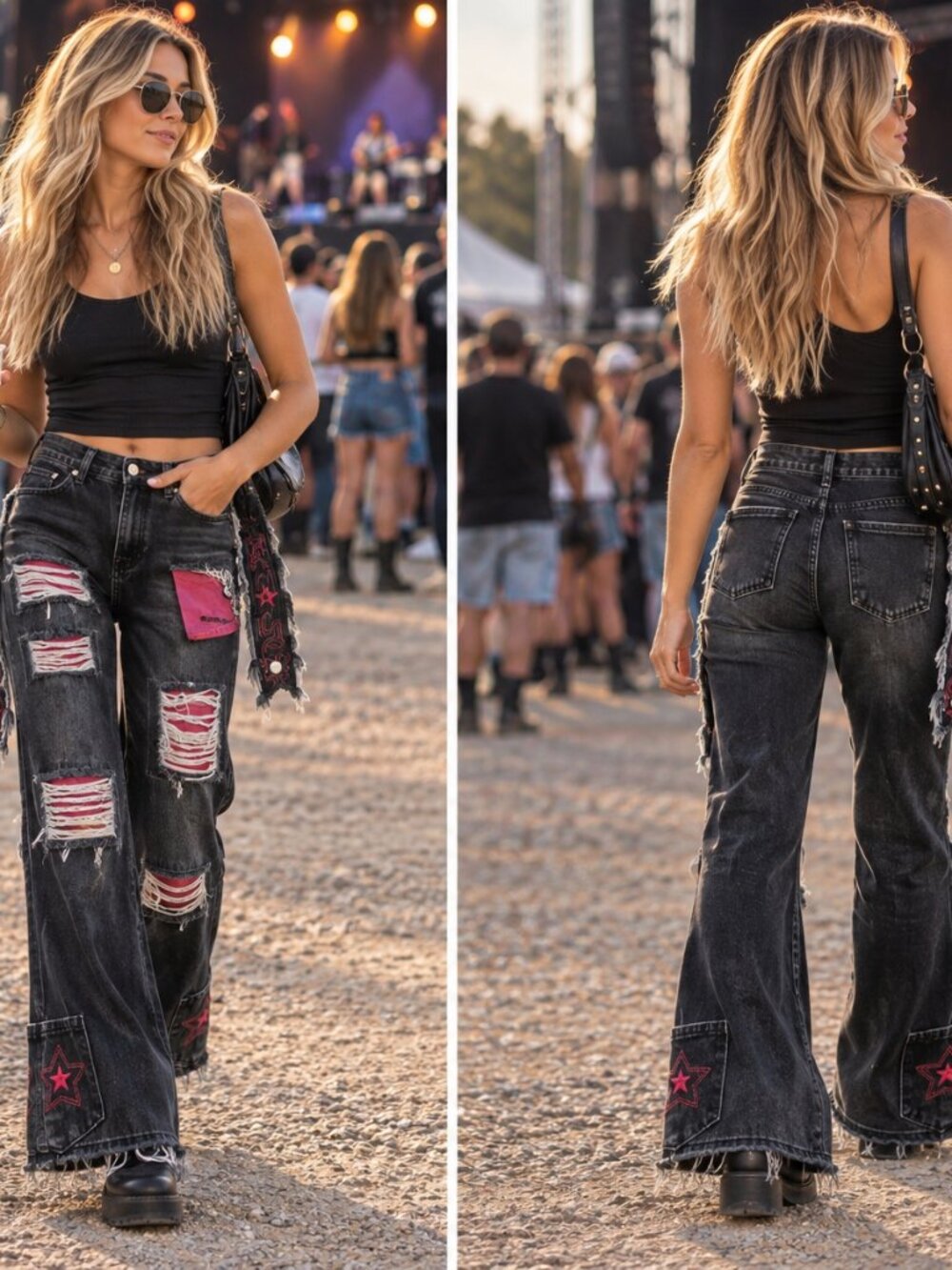 Authentic Pickle Club "Ghost Entaglement" Distressed Streetwear Denim Jeans Blac